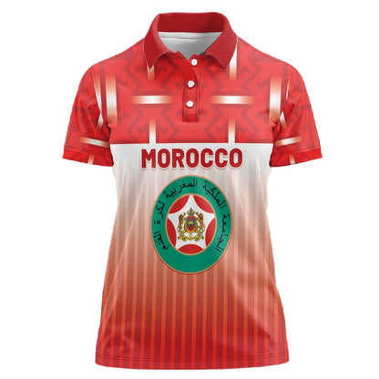 Custom Morocco Football Women Polo Shirt 1994 Retro Red Version - African Pride