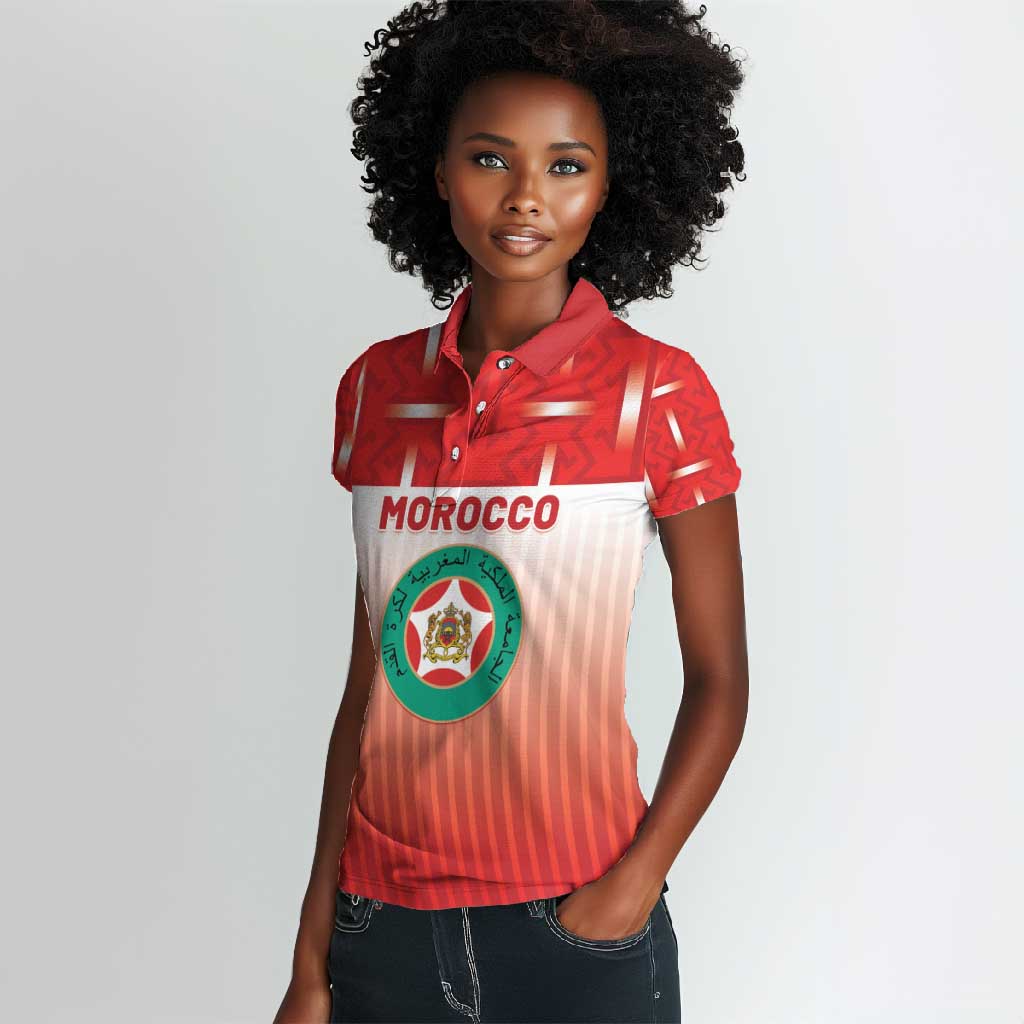 Custom Morocco Football Women Polo Shirt 1994 Retro Red Version - African Pride