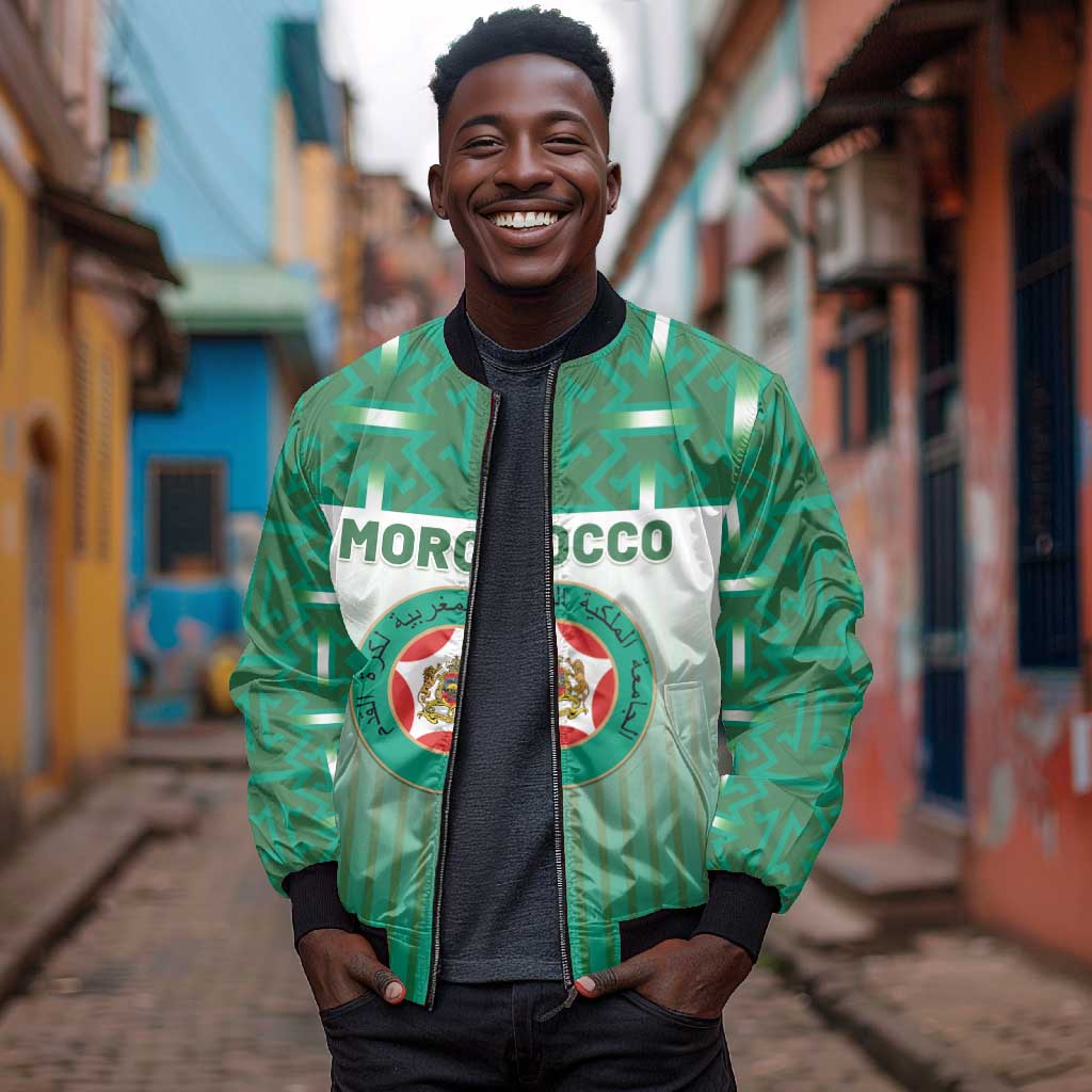 Custom Morocco Football Bomber Jacket 1994 Retro Green Version - African Pride