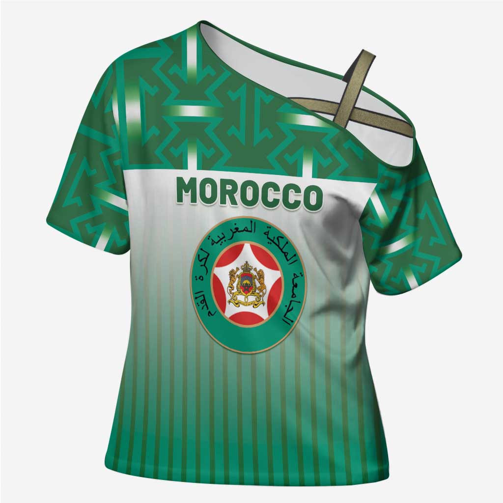 Custom Morocco Football Cross Shoulder Shirt 1994 Retro Green Version - African Pride