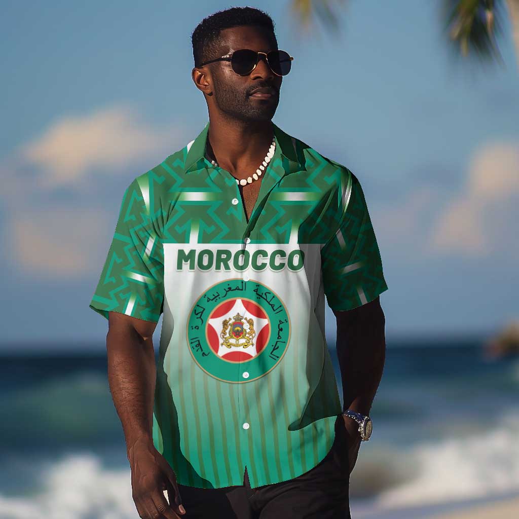 Custom Morocco Football Hawaiian Shirt 1994 Retro Green Version - African Pride