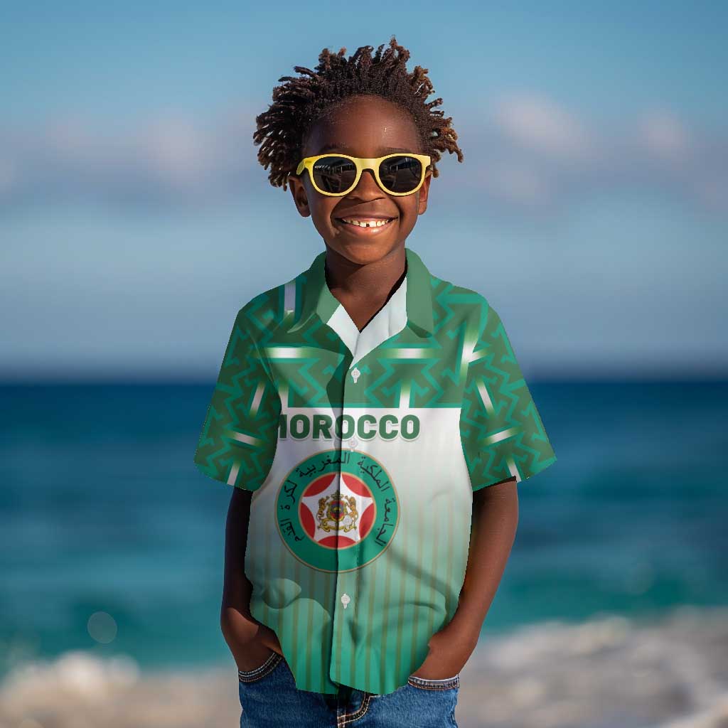 Custom Morocco Football Kid Hawaiian Shirt 1994 Retro Green Version - African Pride