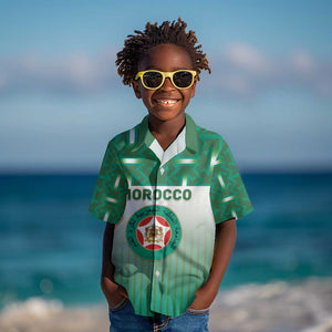 Custom Morocco Football Kid Hawaiian Shirt 1994 Retro Green Version - African Pride