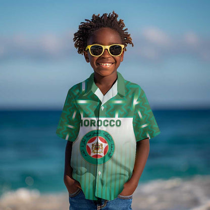 Custom Morocco Football Kid Hawaiian Shirt 1994 Retro Green Version - African Pride