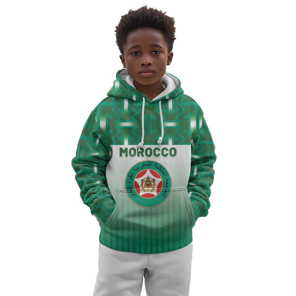 Custom Morocco Football Kid Hoodie 1994 Retro Green Version - African Pride