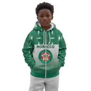 Custom Morocco Football Kid Hoodie 1994 Retro Green Version - African Pride