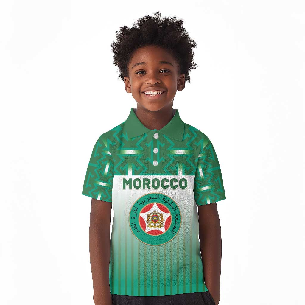 Custom Morocco Football Kid Polo Shirt 1994 Retro Green Version - African Pride