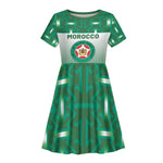 Custom Morocco Football Kid Short Sleeve Dress 1994 Retro Green Version - African Pride