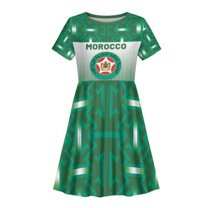 Custom Morocco Football Kid Short Sleeve Dress 1994 Retro Green Version - African Pride