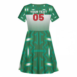 Custom Morocco Football Kid Short Sleeve Dress 1994 Retro Green Version - African Pride