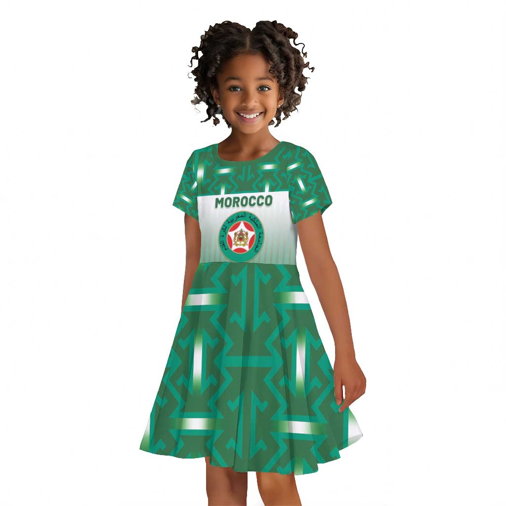 Custom Morocco Football Kid Short Sleeve Dress 1994 Retro Green Version - African Pride