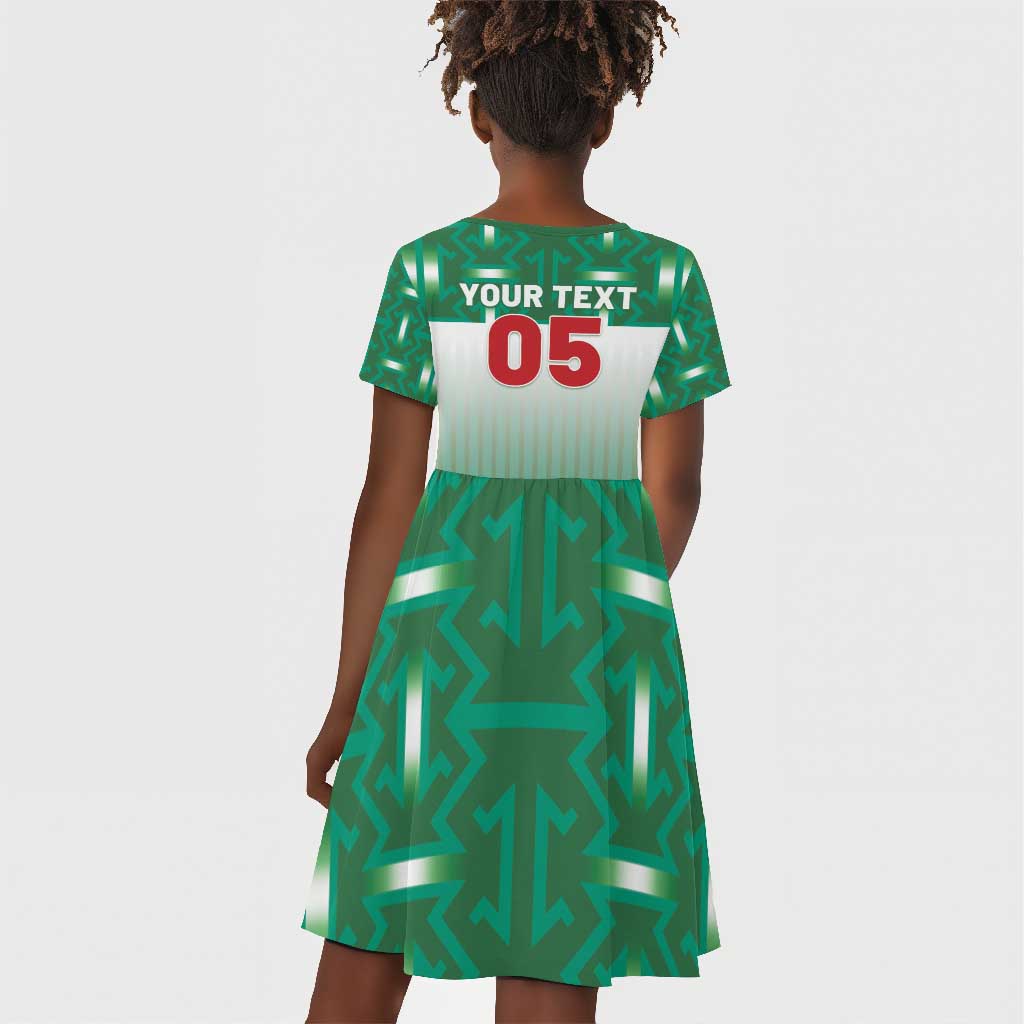 Custom Morocco Football Kid Short Sleeve Dress 1994 Retro Green Version - African Pride