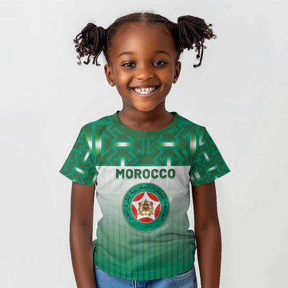 Custom Morocco Football Kid T shirt 1994 Retro Green Version - African Pride