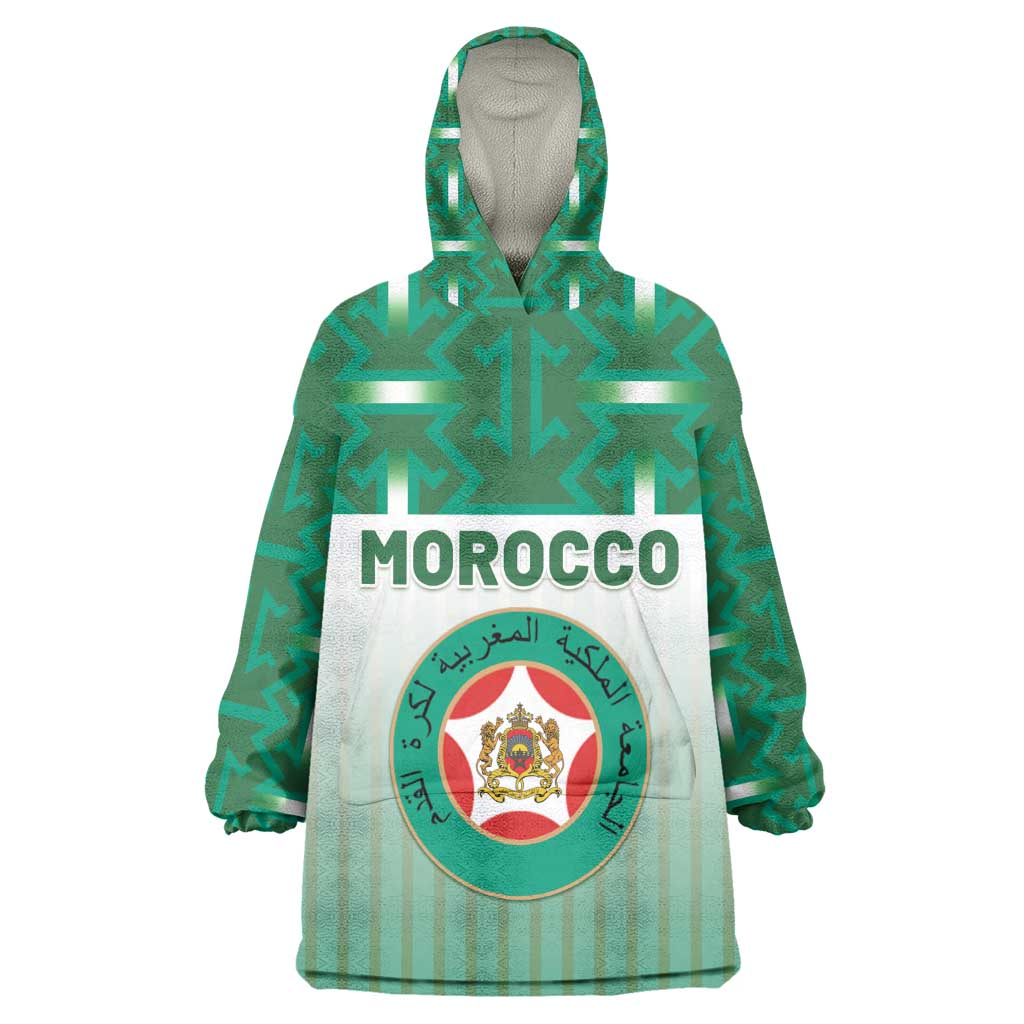 Custom Morocco Football Kid Wearable Blanket Hoodie 1994 Retro Green Version - African Pride