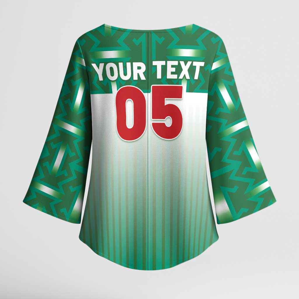 Custom Morocco Football Kimono Sleeve Blouse 1994 Retro Green Version - African Pride