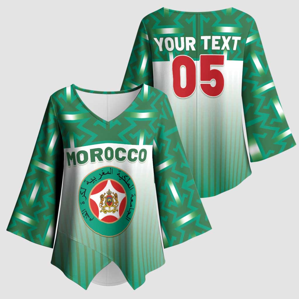 Custom Morocco Football Kimono Sleeve Blouse 1994 Retro Green Version - African Pride
