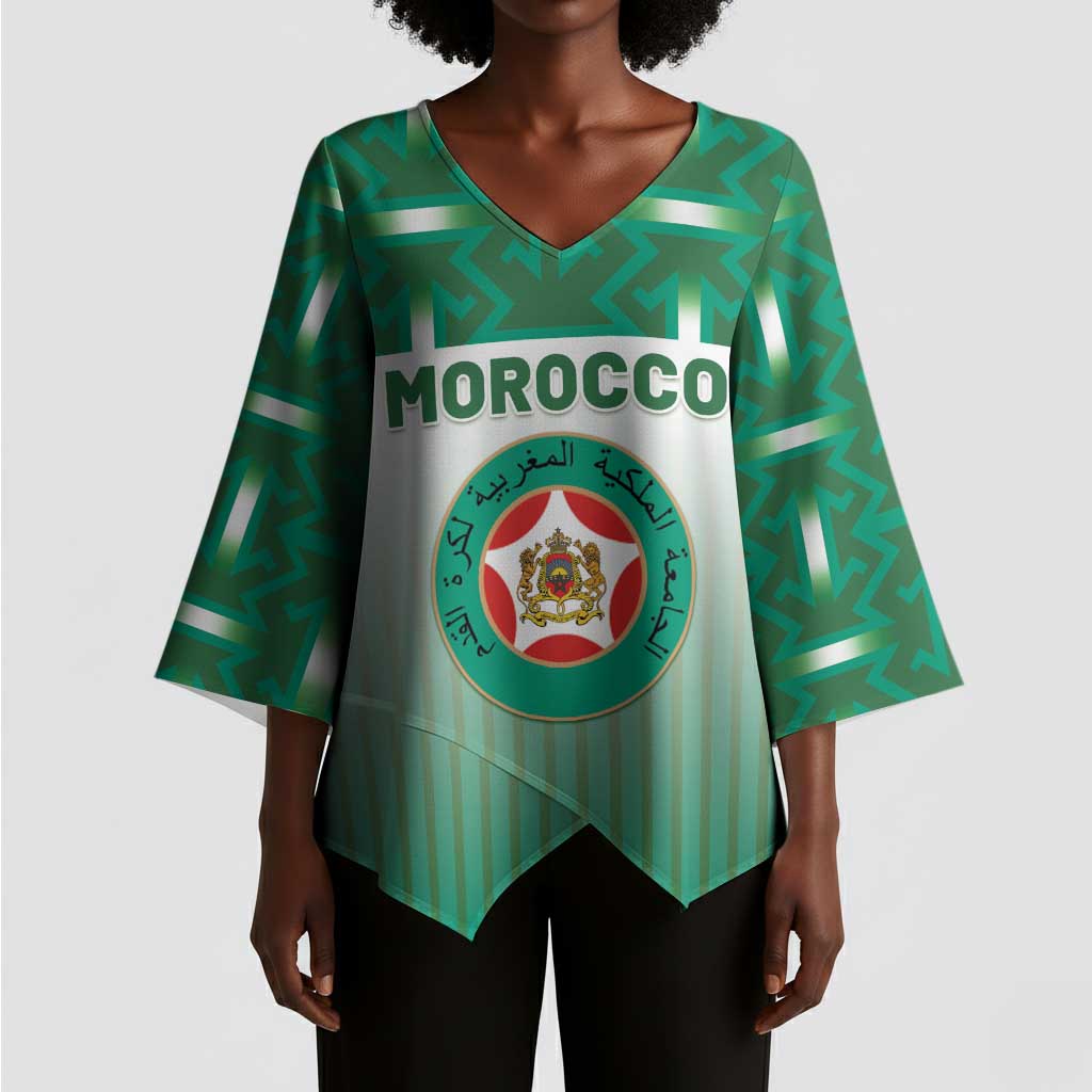 Custom Morocco Football Kimono Sleeve Blouse 1994 Retro Green Version - African Pride
