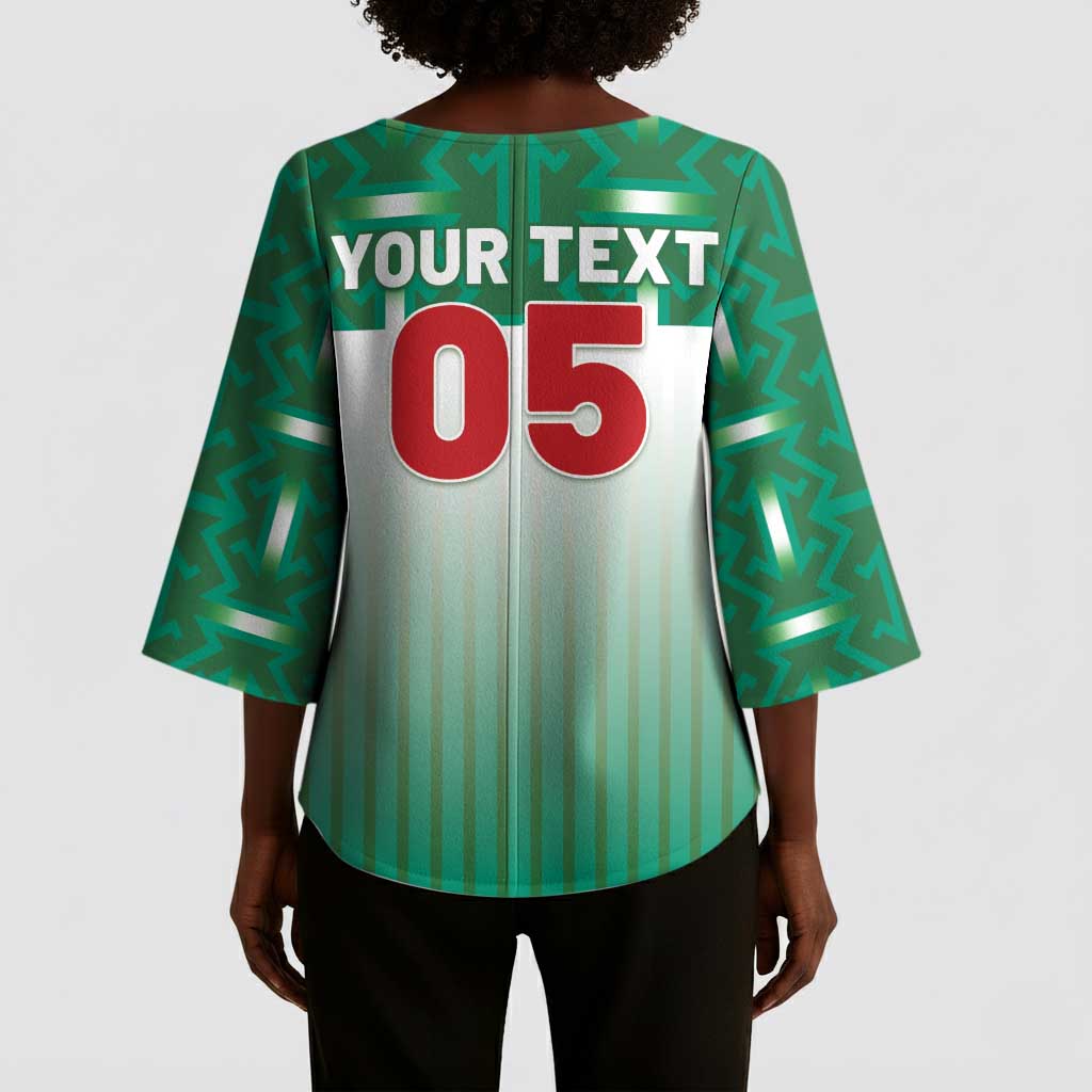 Custom Morocco Football Kimono Sleeve Blouse 1994 Retro Green Version - African Pride