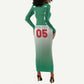Custom Morocco Football Long Sleeve Bodycon Dress 1994 Retro Green Version - African Pride