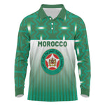 Custom Morocco Football Long Sleeve Polo Shirt 1994 Retro Green Version - African Pride