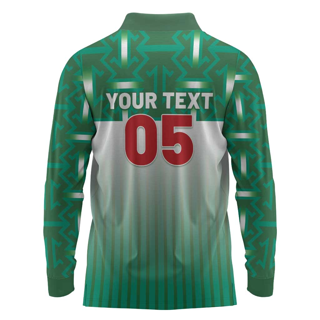 Custom Morocco Football Long Sleeve Polo Shirt 1994 Retro Green Version - African Pride