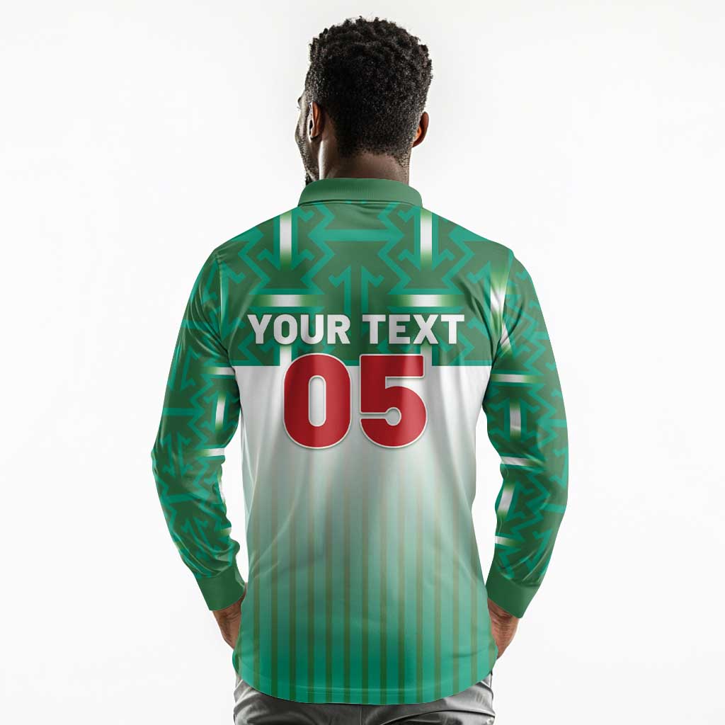 Custom Morocco Football Long Sleeve Polo Shirt 1994 Retro Green Version - African Pride