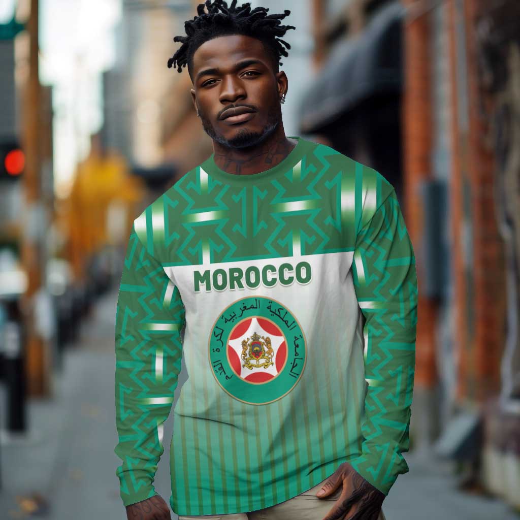 Custom Morocco Football Long Sleeve Shirt 1994 Retro Green Version - African Pride