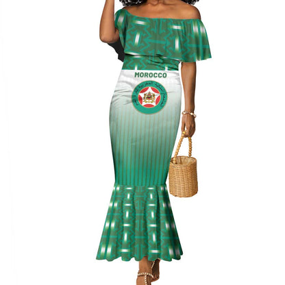 Custom Morocco Football Mermaid Dress 1994 Retro Green Version - African Pride