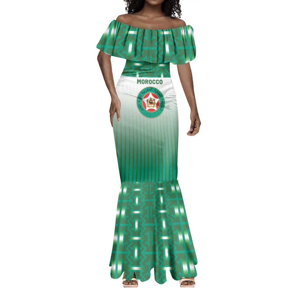 Custom Morocco Football Mermaid Dress 1994 Retro Green Version - African Pride