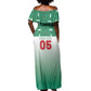 Custom Morocco Football Off Shoulder Maxi Dress 1994 Retro Green Version - African Pride