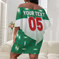 Custom Morocco Football Off Shoulder Short Dress 1994 Retro Green Version - African Pride