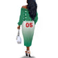 Custom Morocco Football Off The Shoulder Long Sleeve Dress 1994 Retro Green Version - African Pride