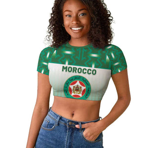 Custom Morocco Football Raglan Cropped T shirt 1994 Retro Green Version - African Pride