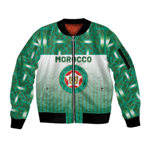 Custom Morocco Football Sleeve Zip Bomber Jacket 1994 Retro Green Version - African Pride