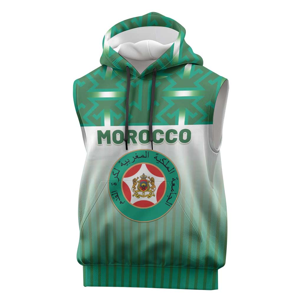 Custom Morocco Football Sleeveless Hoodie 1994 Retro Green Version - African Pride
