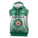 Custom Morocco Football Sleeveless Hoodie 1994 Retro Green Version - African Pride