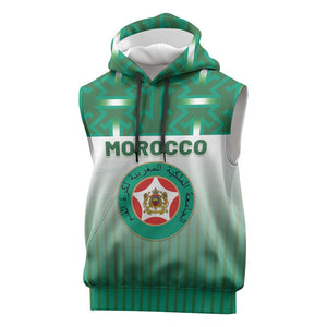 Custom Morocco Football Sleeveless Hoodie 1994 Retro Green Version - African Pride