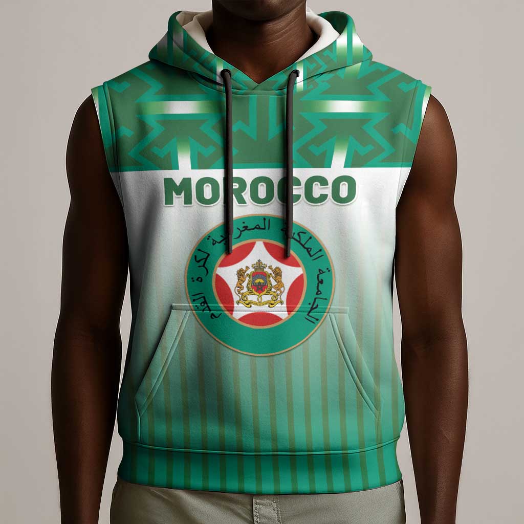Custom Morocco Football Sleeveless Hoodie 1994 Retro Green Version - African Pride