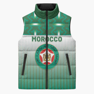 Custom Morocco Football Sleeveless Puffer Jacket 1994 Retro Green Version - African Pride