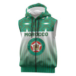 Custom Morocco Football Sleeveless Zip Hoodie 1994 Retro Green Version - African Pride