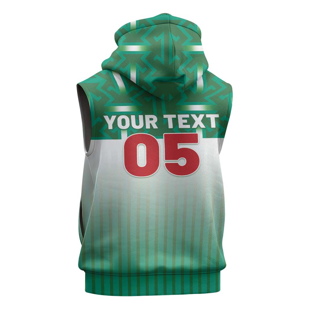 Custom Morocco Football Sleeveless Zip Hoodie 1994 Retro Green Version - African Pride