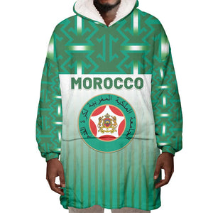 Custom Morocco Football Wearable Blanket Hoodie 1994 Retro Green Version - African Pride