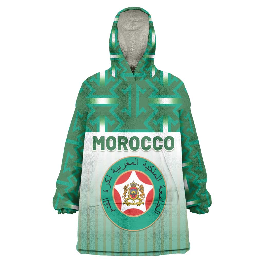 Custom Morocco Football Wearable Blanket Hoodie 1994 Retro Green Version - African Pride
