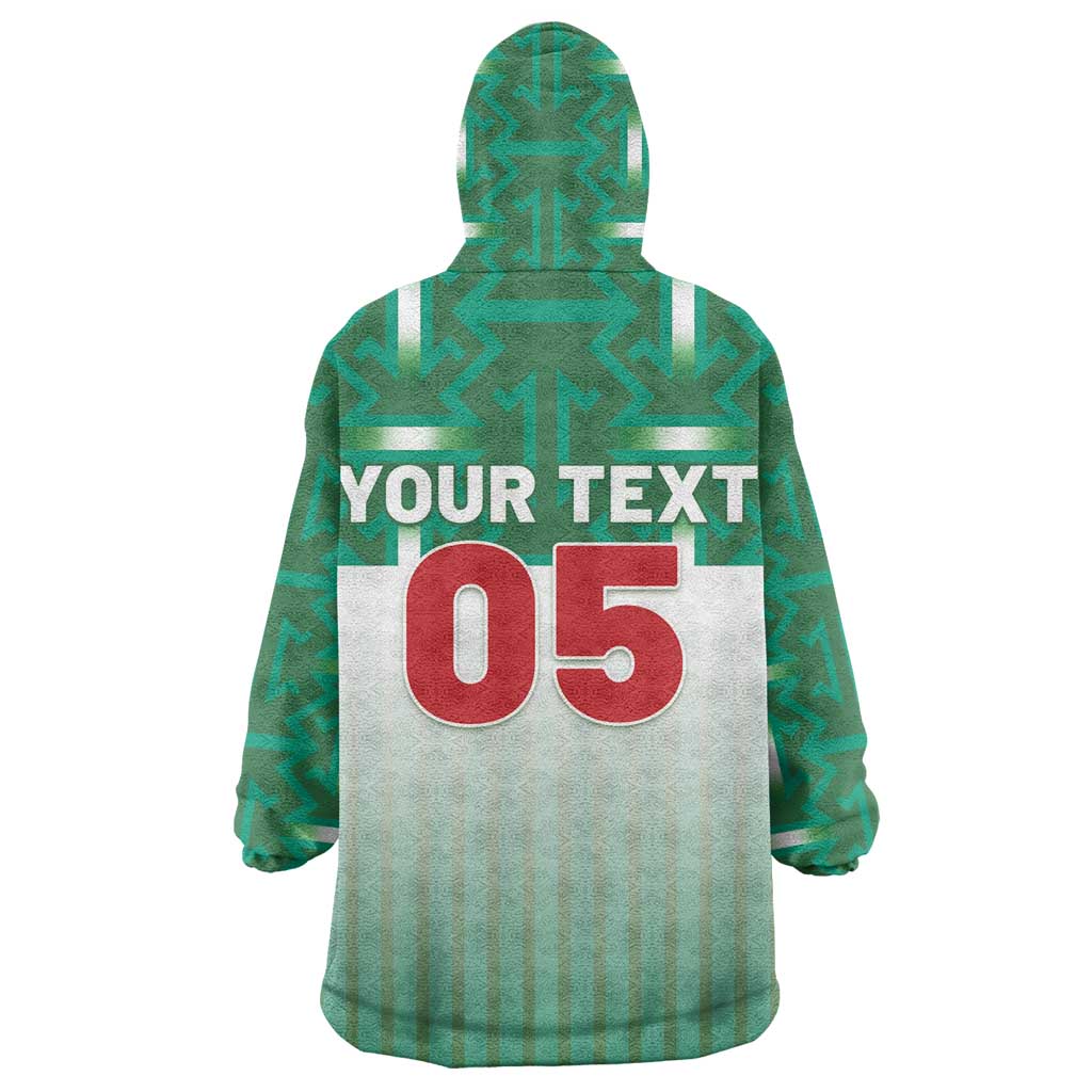 Custom Morocco Football Wearable Blanket Hoodie 1994 Retro Green Version - African Pride