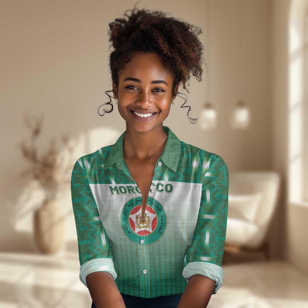 Custom Morocco Football Women Casual Shirt 1994 Retro Green Version - African Pride