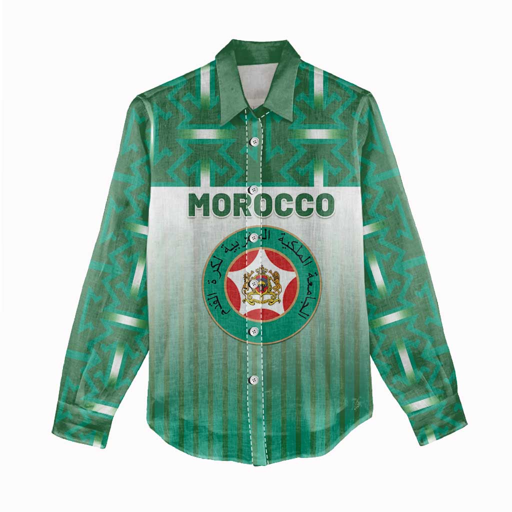 Custom Morocco Football Women Casual Shirt 1994 Retro Green Version - African Pride
