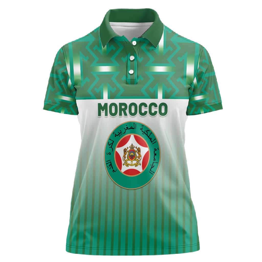 Custom Morocco Football Women Polo Shirt 1994 Retro Green Version - African Pride