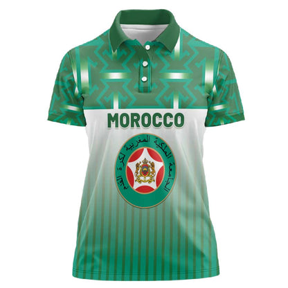 Custom Morocco Football Women Polo Shirt 1994 Retro Green Version - African Pride