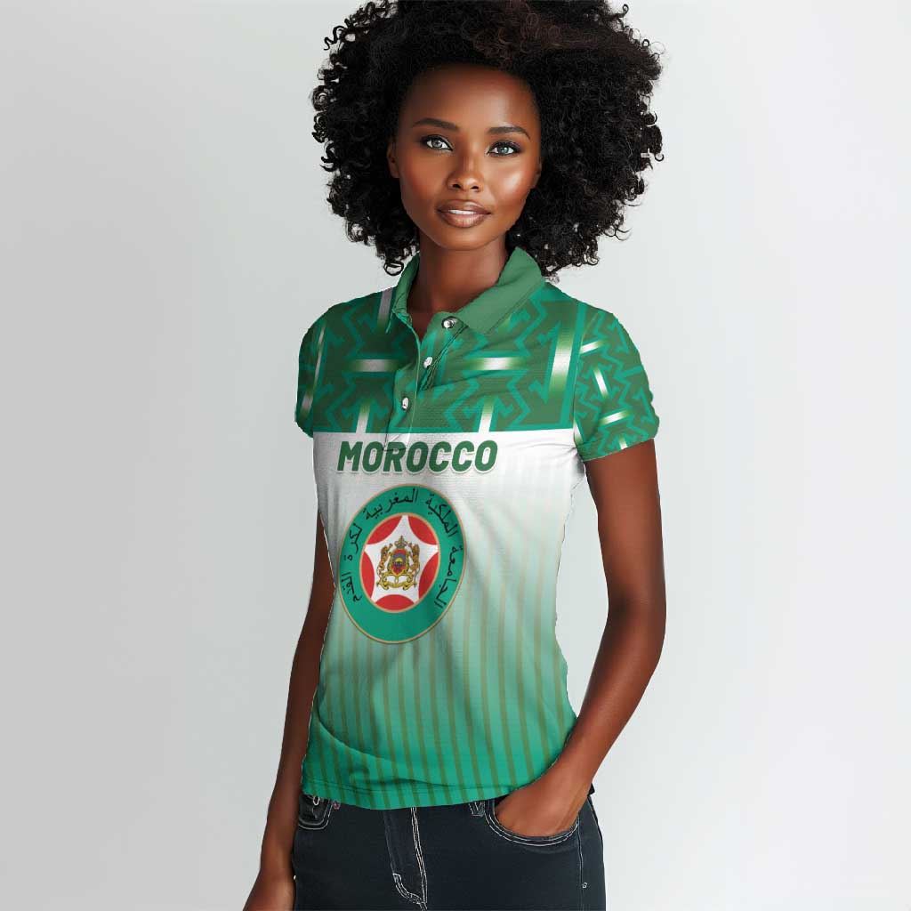 Custom Morocco Football Women Polo Shirt 1994 Retro Green Version - African Pride