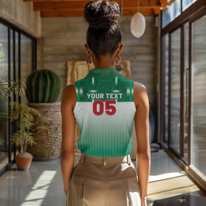 Custom Morocco Football Women Sleeveless Polo Shirt 1994 Retro Green Version - African Pride